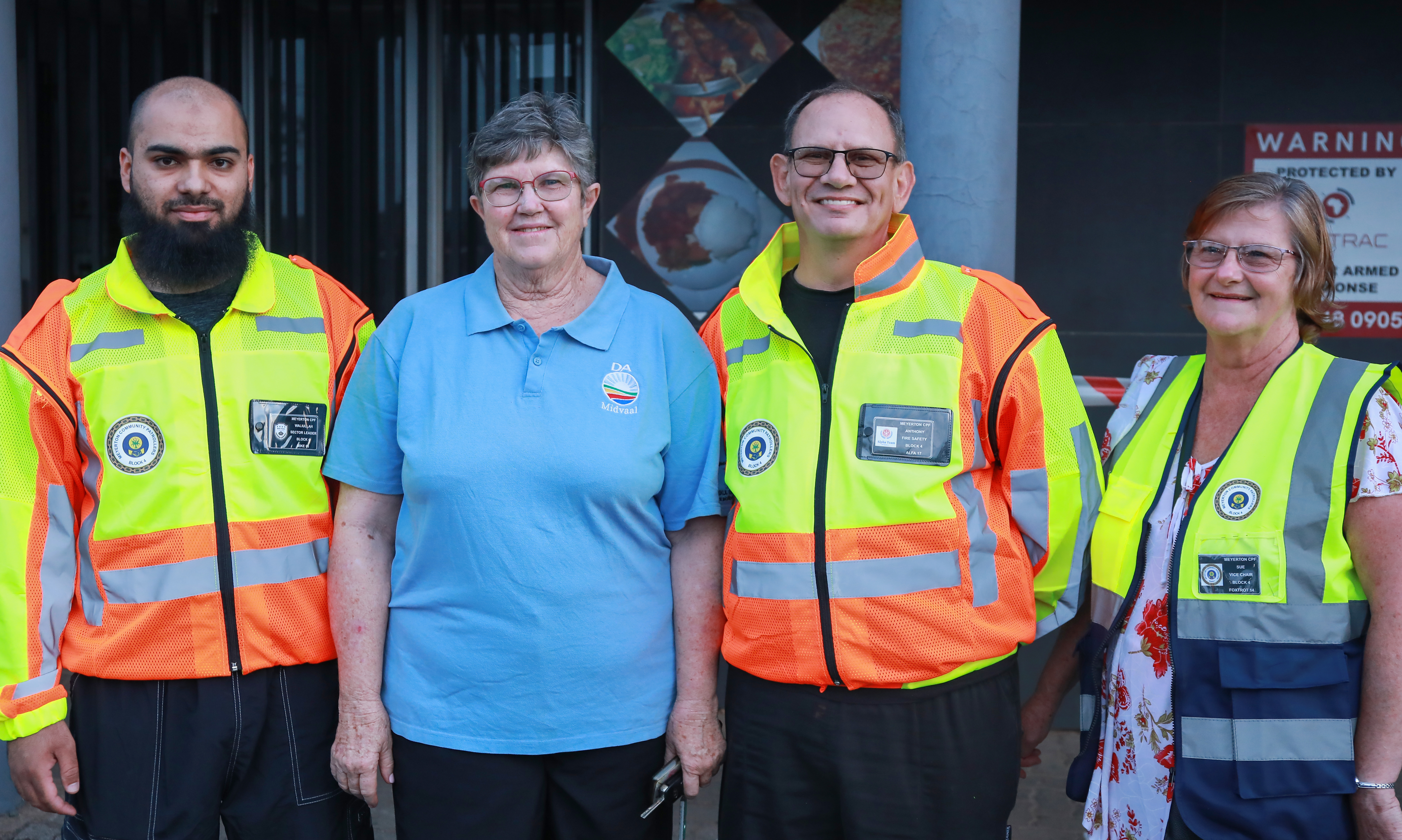 4C0A5349e From the left: Waliullah (Sector Leader), Adl. P. Pretorius, Anthony (Fire Safety), Sue (Vice Chair)