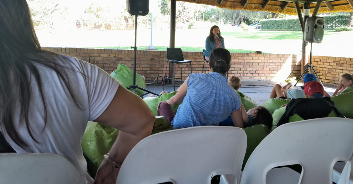 Jess during the story telling with the VIPs in the front row Jess during the story telling with the VIPs in the front row